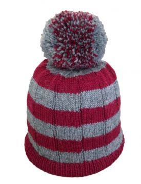 Striped Pompom Hat